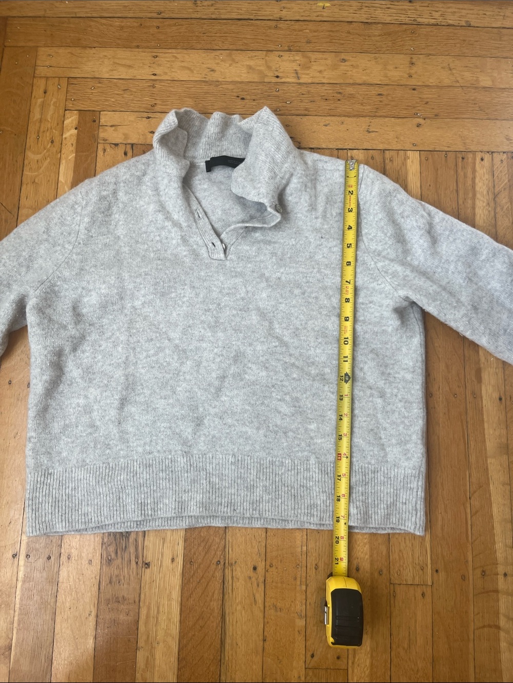 Zara Light Gray Shawl Collar Button Sweater